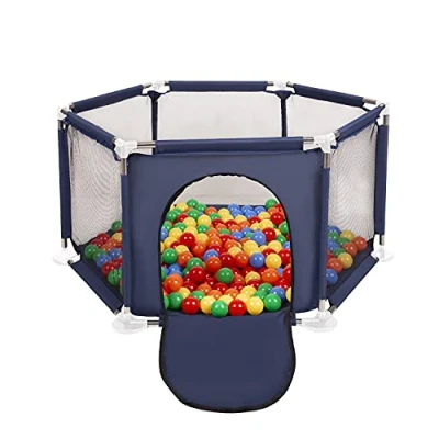 Afbeelding van Selonis zeshoekige kinderbox met 100 ballen, blauw:geel/groen/blauw/rood/oranje