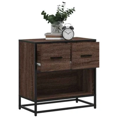 Image de vidaXL Table de chevet chêne marron 60x31x60 cm bois ingénierie métal848698