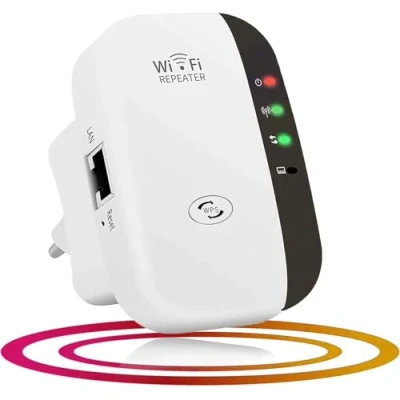 Afbeelding van MKOIJN wifi repeater, range extender 300 Mbps 2,4 GHz Wireless Repeater Booster, met LAN poort/WPS knop/toegangspunt, signaalrepeater voor thuis ondersteunt repeatermodus