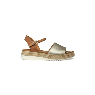 Afbeelding van Geox Sandalen met plateauzool, Dames, Maat: 36, Light gold camel Leer