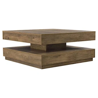Image de [en.casa] Table Basse avec Plateau Tournant Panneau de Fibre Bois Couleur Effet 76 x 38 cm