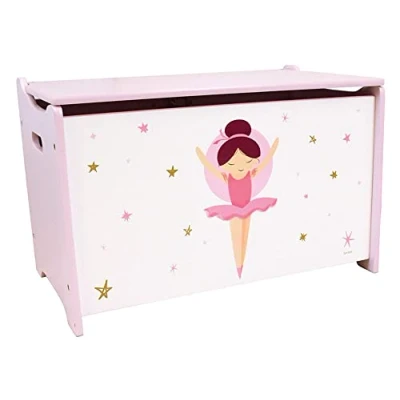 Image de Coffret à jouets en bois Danseuse Ballerine H.40 x L.58 P.36 cm