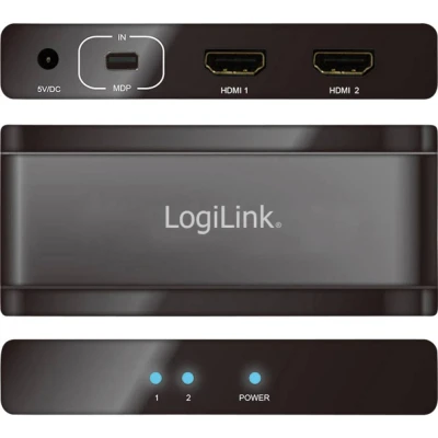 Afbeelding van LogiLink Kabel 2 poorten Mini DisplayPort splitter Ultra HD geschikt 3840 x 2160 Pixel Zwart