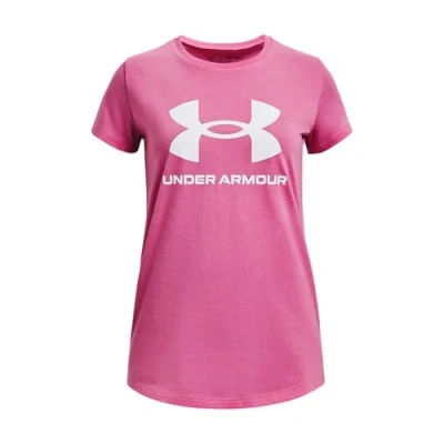 Afbeelding van Under Armour Shortsleeve Graph Sportstyle LOGO SS Tshirt print Pink edge voor kinderen, Maat: 128/134,
