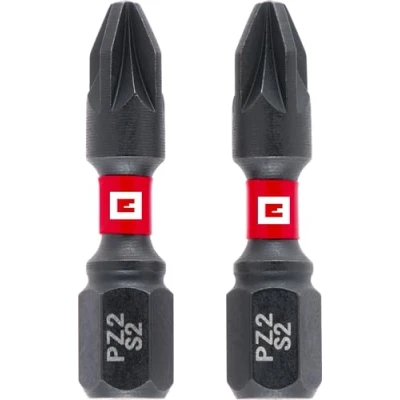 Afbeelding van Einhell 30 mm PZ2 Double Twisted Impact Bits (S2 staal, hoge duurzaamheid, dubbel torsie effect, rode kleurring, C 6.3 schacht)
