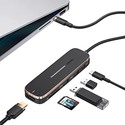 Afbeelding van USAMS 6 in 1 Type C Hub met HDMI, SD, Micro SD en 2x USB poorten