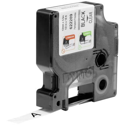 Afbeelding van Dymo 622289 Tape Zwart op transparant (12 mm)
