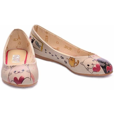 Afbeelding van GOBY Katjes Ballerinas Flats Hoge kwaliteit Handmade Meisjesprint Maat 40