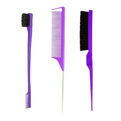 Image de Peigne de Cheveux, 3 Pièces Set Brosse à Taquiner, Double Tranchant, Peignes Coiffure, Queue Rat, pour Accueil, Coiffeurs