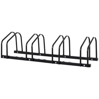 Afbeelding van HOMCOM Fietsenrek voor 4 fietsen, fietsopslag, 65 mm, afmetingen: 110 x 33 27 cm, staal, zwart