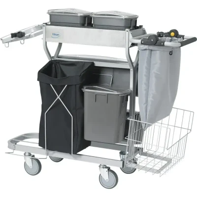 Afbeelding van Vikan Work Trolleys and Accessories Microfibre Trolley CompactPlus 60 for Cleaning Gray 60cm