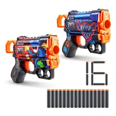 Afbeelding van X Shot Skins Menace Poppy Playtime Dart Blaster, 2 verpakkingen met elk 16 dartpijlen
