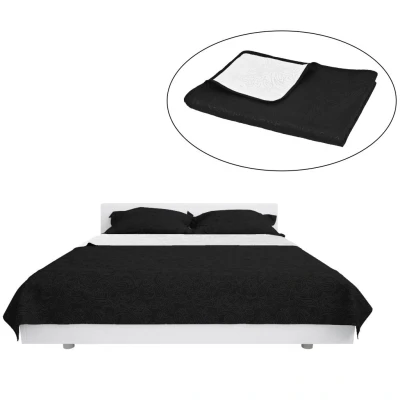 Afbeelding van Bedsprei dubbelzijdig 170x210 cm quilt zwart en wit
