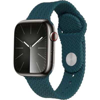 Afbeelding van imoshion Siliconen geweven bandje geschikt voor Apple Watch Series 1 t/m 9 / SE (38 40 41 mm) 10 (42 Donkergroen
