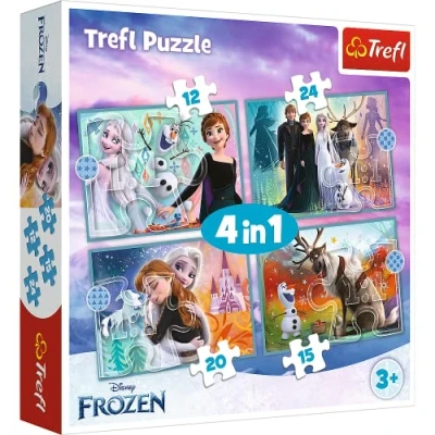 Image de Trefl, Puzzle, Le monde incroyable La reine des neiges, Disney Frozen 2, 4 Sets, pour les Enfants à partir de 3 ans