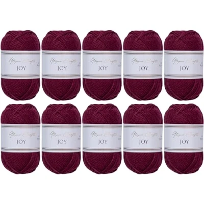 Afbeelding van Utopia Crafts JOY Uni Brei en haakgaren, zacht, onderhoudsvriendelijk, 100% polyacryl, 10 bollen van 50 g, 150 m (donkerpaars)
