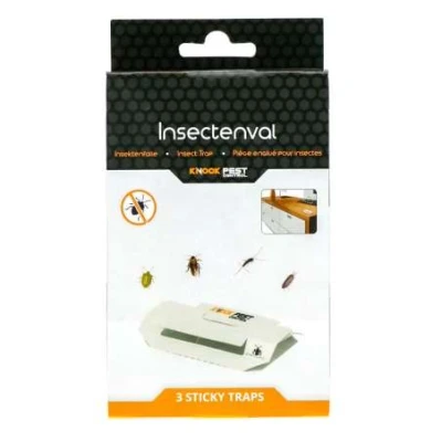 Afbeelding van Knock Pest Control Insectenval 12,5 x 8 2,3 cm S voor Kruipende Insecten Kakkerlakken, Pissebedden, Zilvervisje, papiervisjes Speciale Lokstof Met Kleefstrip 3 Kleefvallen