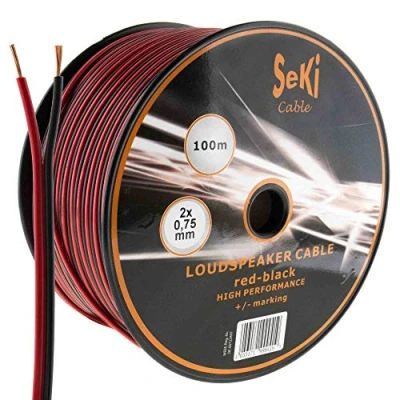 Afbeelding van SeKi luidsprekerkabel 2 x 0,75 mm² 100 m rood/zwart CCA audiokabel