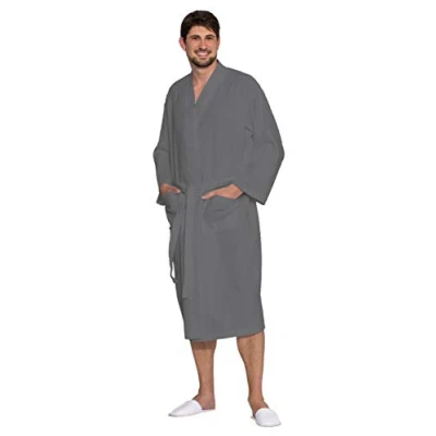 Afbeelding van ZOLLNER Badjas voor dames en heren, 100% katoen, S XXL, verschillende kleuren 266, grijs.