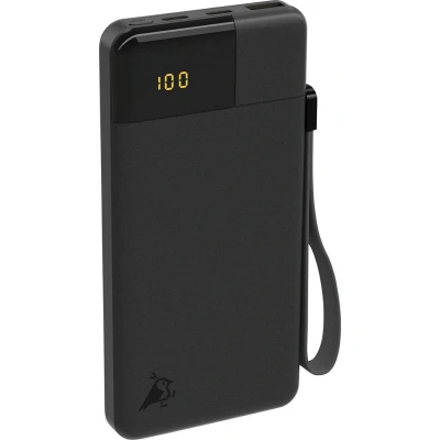 Afbeelding van Aqiila Powerbank 10.000mAh, 20W, LCD Scherm, 2x USB C, 1x A, Pass Through Charging, Lichtgewicht, Vliegtuig Veilig, Soft Touch Afwerking, Powerbird Zwart