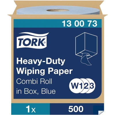 Image de TORK 130073 Papier d&#039;essuyage résistant 2 plis 34x25,8cm bleu W1/W2/W3 (500 pcs.)