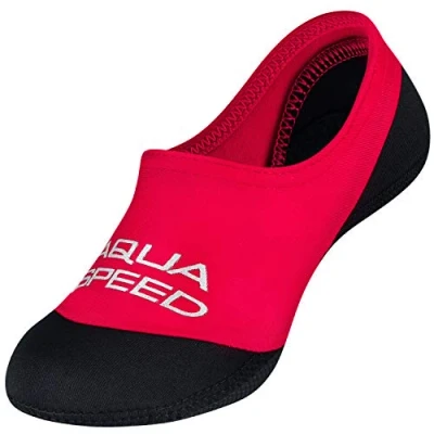 Afbeelding van Aqua Speed Bathing Socks Kids for Girls Neoprene non slip Aquasocks Swimming Pool Gr. 34 35 31 Red Black