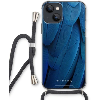 Afbeelding van Case Company® hoesje met Koord geschikt voor iPhone 13 mini Pauw Telefoonhoesje Zwart Extra Bescherming aan alle Kanten en Over de Schermrand