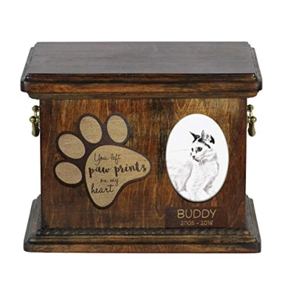 Afbeelding van Japanse bobtail urn voor kattenas, met foto en gepersonaliseerde box