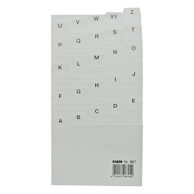 Image de Han 987 intercalaires pour boîte bac à fiches onglets répertoire a z polypropylène gris format a7
