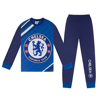 Afbeelding van Chelsea FC Officiel Pyjama met lang thema voetbal, jongens, bedrukt, sublimatie effect, koningsblauw, 11 12 jaar, Royal Blauw