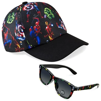 Afbeelding van Marvel pet voor kinderen, jongens, 2 delige set, en zonnebril Spiderman pet, Avengers eenheidsmaat, Navy/Multi
