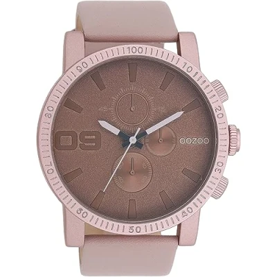 Afbeelding van OOZOO Timepieces oud roze horloge met leren band C11218