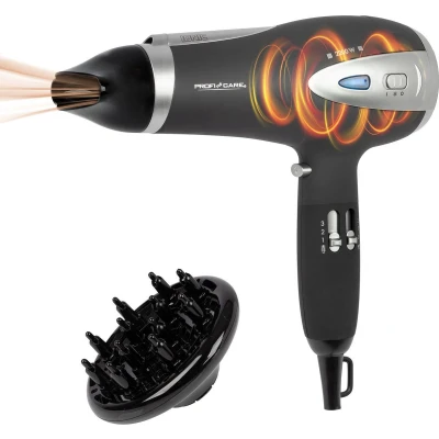 Afbeelding van ProfiCare HTD 3113 Haardroger met ionisatiefunctie en diffuser Zwart 2200W