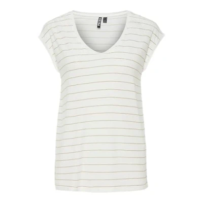 Image de Pieces Pcbillo T shirt Lurex Stripes Noos Bc, Blanc éclatant., M