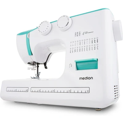 Afbeelding van Medion Naaimachine met vrije arm SM60 (MD10689) instelbare steeklengte en steekbreedte automatische draadinrijger 60 verschillende steekpatronen geïntegreerd accessoirecompartiment motorvermogen van watt
