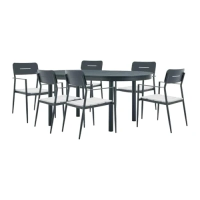 Afbeelding van Vente unique Tuineetset van aluminium: een verlengbare tafel L170/240 cm en 6 opstapelbare fauteuils Antraciet LOTTYS MYLIA L 240 x H 86 D 99