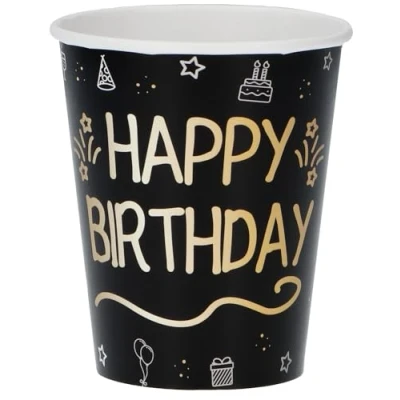 Afbeelding van Folat Bekers shining glam happy birthday 250 ml 8 stuks (controle zie eigenschappen)