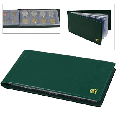 Afbeelding van Safe Safe, Zakformaat, Album (gebonden) voor Munten Ø 40 mm. (80 st.) 10 bladen Groen afm: 210x105x25 per st.