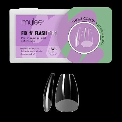 Afbeelding van Mylee Fix N Flash 552 stuks zachte geltips voor nail art, flexibel en duurzaam, 12 verschillende maten, geschikt alle nagels