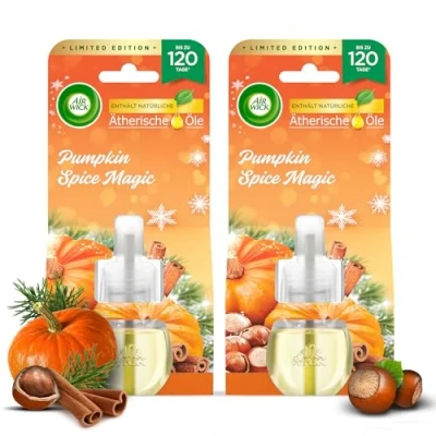 Afbeelding van Air Wick Luchtverfrisser Navulling Pumpkin Spice Magic (2x19ml) 38 ml Limited Edition Herfstgeur Etherische olie