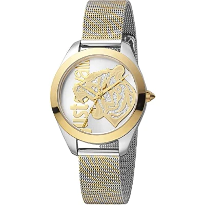 Afbeelding van Just Cavalli JC1L210M0065 Dameshorloge met Twee tinten, zilvergouden armband, kleuren zilver en goud, armband