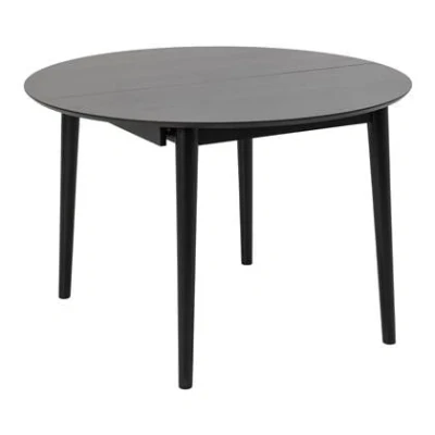 Afbeelding van Eetkamertafel Gradje Rond Eiken Zwart Uitschuifbaar Giga Living
