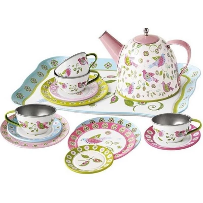 Afbeelding van Simply For Kids Tinnen Theeservies Vogels Met Koffertje