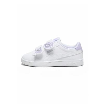 Afbeelding van Puma Smash Sneakers laag voor kinderen, Maat: 27.5, White vivid violet silver Kunststof