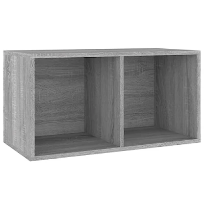 Afbeelding van Opbergbox voor LP&#39;s 71x34x36 cm bewerkt hout grijs sonoma eiken