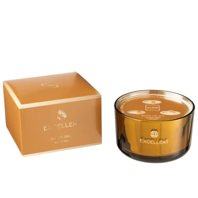 Afbeelding van J line Geurkaars excellent golden honey oker large 40u 14x9.5cm