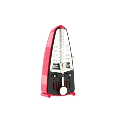 Afbeelding van Wittner Taktell Piccolo Serie 830 Metronoom kunststof behuizing zonder bel donkerroze mechanisch opwindmechanisme geen batterijen nodig Made in Germany