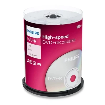 Afbeelding van Philips DVD+R 4,7GB Speed 16x Spindle 100 stuks DR4S6B00F