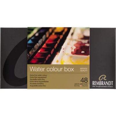 Afbeelding van Rembrandt Aquarelverf metalen set 48 napjes + penseel
