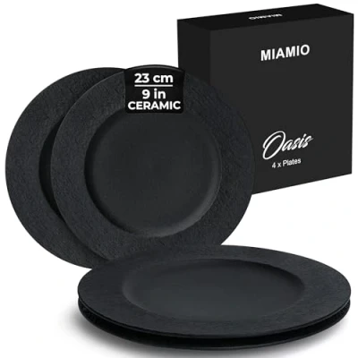 Afbeelding van MIAMIO 23 cm, 4 delige serviesset van keramiek moderne borden, magnetron en vaatwasmachinebestendig collectie Oasis